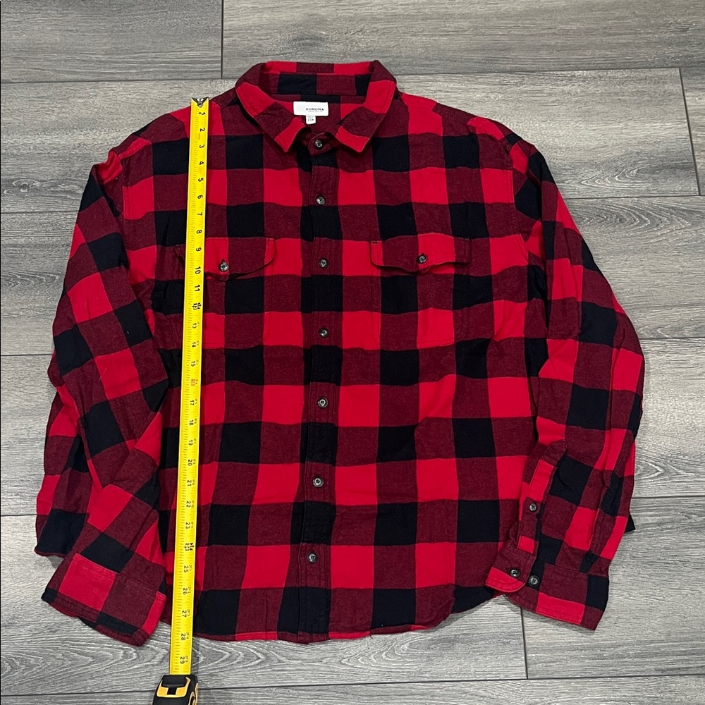 Sonoma Red and Black Buffalo Plaid Button-Up Shirt size 2x B